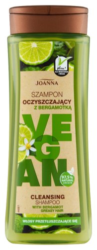 Joanna - Vegan - Cleansing Shampoo with Bergamot - Szampon oczyszczający z bergamotką - Włosy przetłuszczające się - 300 ml