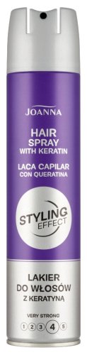 Joanna - Styling Effect - Hair Spray with Keratin - Lakier do włosów z keratyną - 4 Very Strong - 250 ml