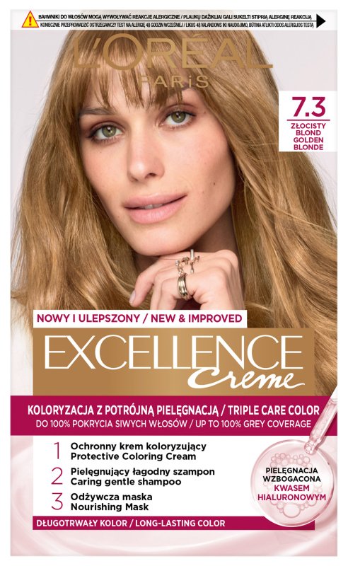 L'Oral EXCELLENCE Creme Triple Care Hair Coloring 7.3 Golden Blonde