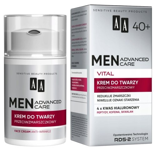 AA - MEN ADVANCED CARE - Vital Face Cream 40+ Przeciwzmarszczkowy krem do twarzy - 50 ml