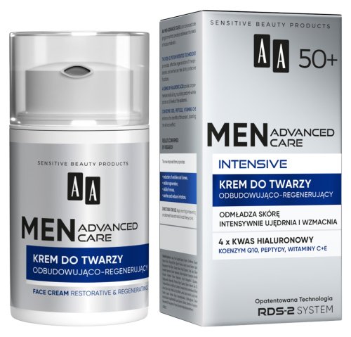 AA - MEN ADVANCED CARE - Intensive 50+ Face Cream - Odbudowująco-regenerujący krem do twarzy - 50 ml