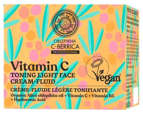 NATURA SIBERICA - OBLEPIKHA C-BERRICA - Vitamin C Toning Light Face Cream-Fluid - Wegański, tonujący krem do twarzy z witaminami C i B5 - 50 ml