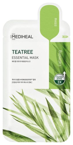 MEDIHEAL - Teatree - Essential Mask - Kojąca maska w płachcie z ekstraktem z drzewa herbacianego i aminokwasami - 24 ml