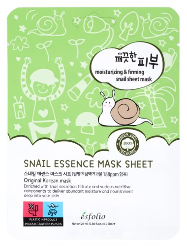 Esfolio - Snail Essence Mask Sheet - Nawilżająco-ujędrniająca maseczka do twarzy z ekstraktem ze śluzu ślimaka - 1 szt.