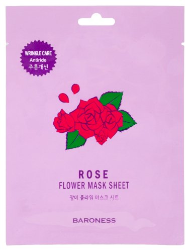 BARONESS - Rose Flower Mask Sheet - Przeciwzmarszczkowa maska w płachcie z ekstraktem z kwiatu róży - 21 g