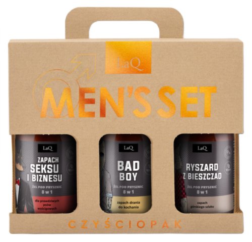 LaQ - MEN'S SET - Czyściopak - Ich Troje Bad Cat & Dogs - Zestaw 3 żeli pod prysznic - Ryszard z Bieszczad 500 ml + Doberman 500 ml + Bad Boy 500 ml
