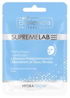 Bielenda Professional - SUPREMELAB - HYDRA GLOW - Soothing and Moisturizing Mask - Kojąco-łagodząca maska z kwasem poliglutaminowym i śluzem ślimaka - 1 szt