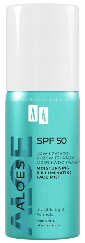 AA - ALOES - Moisturising & Illuminating Face Mist - Nawilżająco-rozświetlająca mgiełka do twarzy SPF50 - 100 ml 