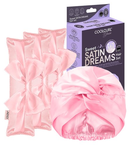 GLOV - Sweet Satin Dreams - Hair Set - Sleep Hair Styling Set - Pink