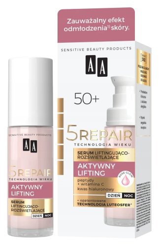 AA - 5 REPAIR - 50+ Aktywny Lifting - Liftingująco-rozświetlające serum do twarzy - Rose Glow - Dzień/Noc - 30 ml