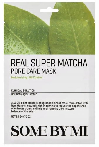 SOME BY MI - Real Super Matcha - Pore Care Mask - Intensywnie nawilżająca maseczka w płachcie - 20 g