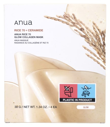 ANUA - Rice 70 + Ceramide - Glow Collagen Mask - Zestaw 4 masek do twarzy z kolagenem - 4 x 38 g