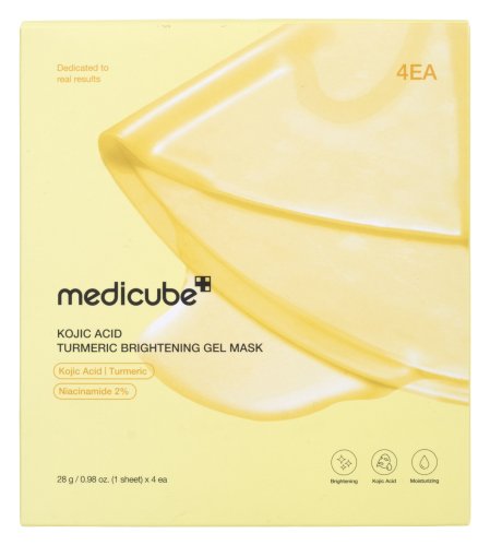 Medicube - Kojic Acid - Turmeric Brightening Gel Mask - Zestaw 4 masek rozświetlających do twarzy z kwasem kojowym - 4 x 28 g