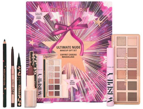 MAKEUP REVOLUTION - Ultimate Nude Makeup Gift Set - Zestaw prezentowy do makijażu oczu i ust 