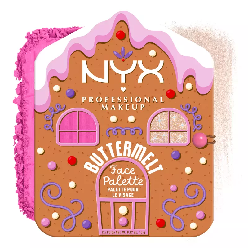 Палетка румян и хайлайтеров NYX Professional Makeup Buttermelt Face Palette, оттенок 01 Mulled & Merry, 2 × 5 г — фото 5