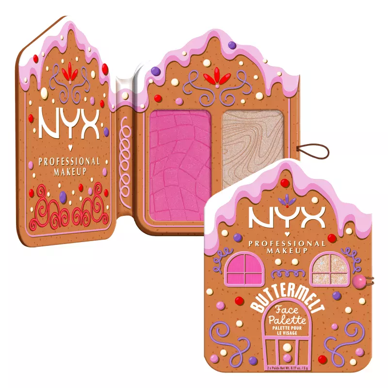 Палетка румян и хайлайтеров NYX Professional Makeup Buttermelt Face Palette, оттенок 01 Mulled & Merry, 2 × 5 г — фото 3