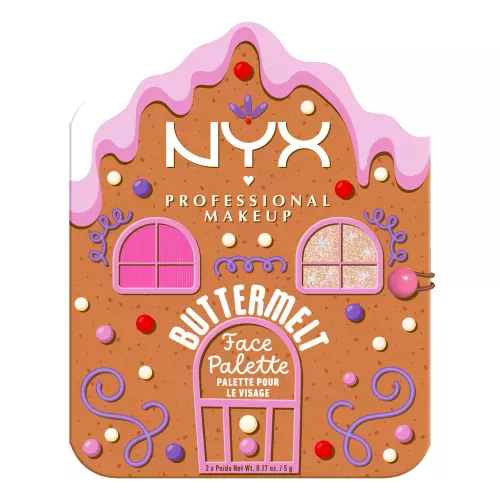 Палетка румян и хайлайтеров NYX Professional Makeup Buttermelt Face Palette, оттенок 01 Mulled & Merry, 2 × 5 г — фото 2