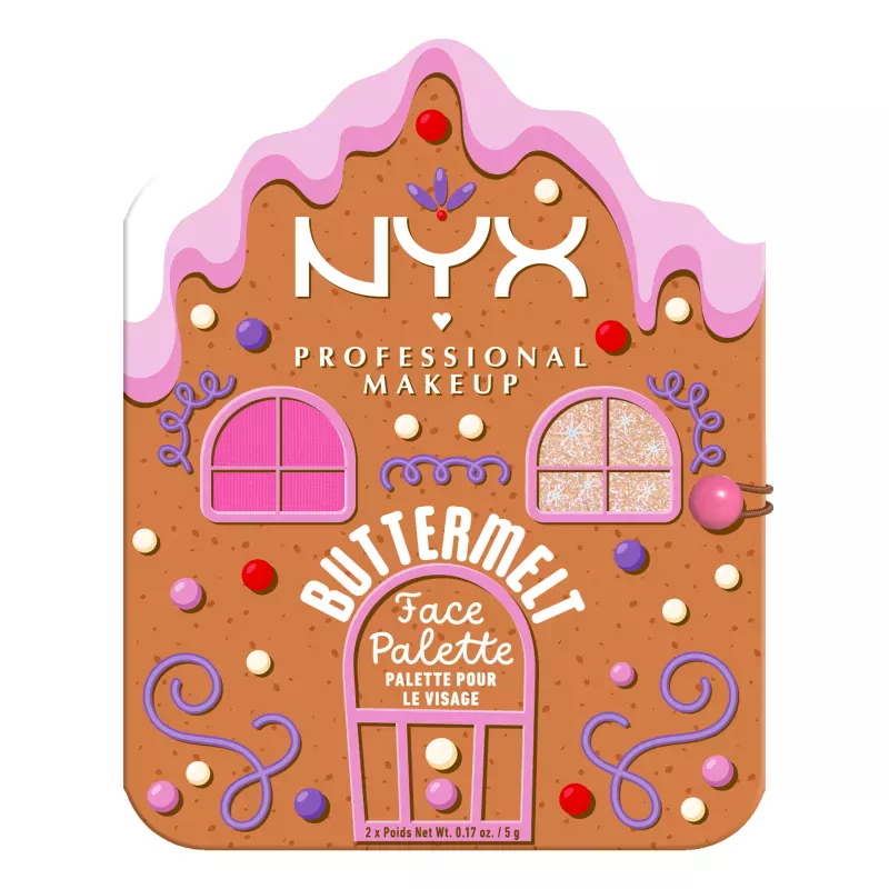 Палетка румян и хайлайтеров NYX Professional Makeup Buttermelt Face Palette, оттенок 01 Mulled & Merry, 2 × 5 г