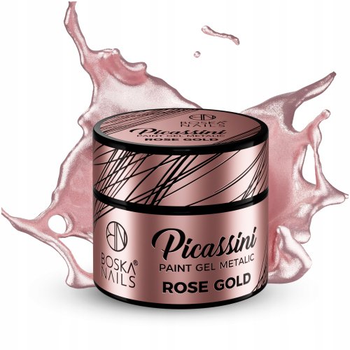 Boska Nails - Picassini Paint Gel Metalic - Metaliczny żel do zdobień - 5 ml - Rose Gold 
