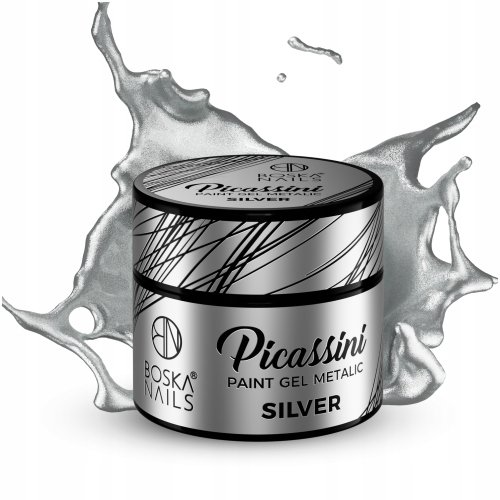 Boska Nails - Picassini Paint Gel Metalic - Metaliczny żel do zdobień - 5 ml - Silver 