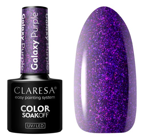 CLARESA - SOAK OFF UV/LED - GLOWING - GALAXY - Lakier hybrydowy do paznokci - 5 g - Galaxy Purple