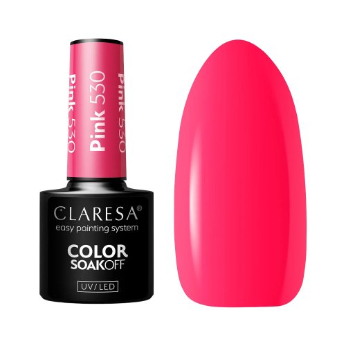 CLARESA - SOAK OFF UV/LED - RAINBOW EXPLOSION - Lakier hybrydowy do paznokci - 5 g - Pink 530
