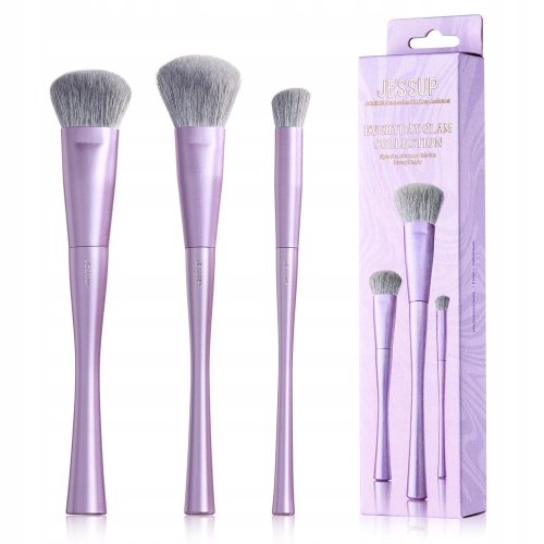 Jessup - Everyday Glam Collection - 3pcs Face Coverage Trio Set - Zestaw 3 pędzli do makijażu twarzy - Luxury Purple - T513