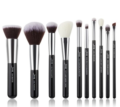 JESSUP - Individual Brushes Set - Zestaw 10 pędzli do makijażu oczu - T176 Black/Silver   