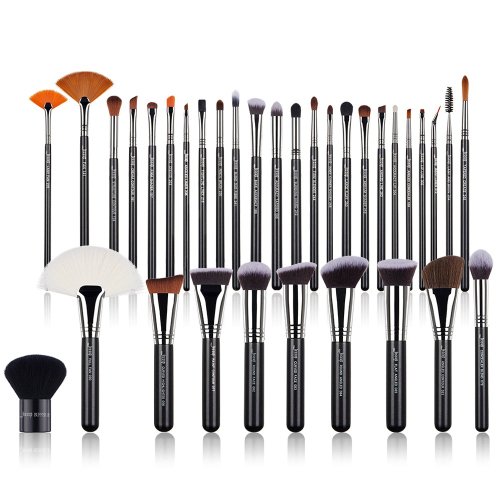 JESSUP - Pro Brushes Set - Zestaw 34 pędzli do makijażu - T313 Black/Silver   