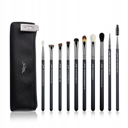 JESSUP - Pro Brushes Set - Set of 10 eye makeup brushes with case - T315 Black/Silver   