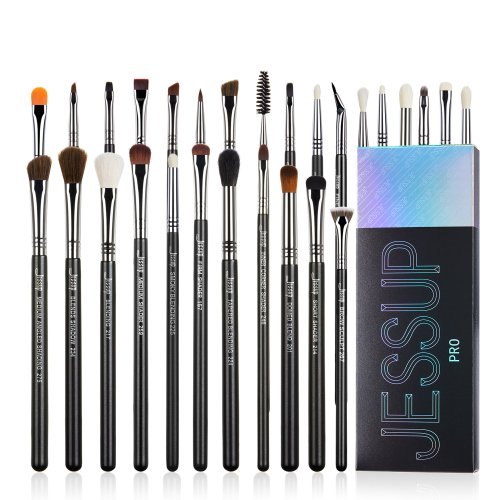 JESSUP - Pro Comprehensive Eye Brush Set - Set of 28 eye makeup brushes - T341 Black/Silver   