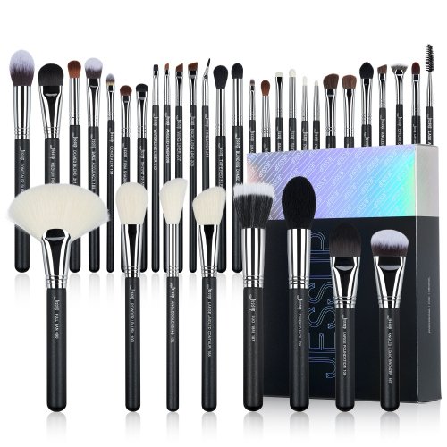 JESSUP - Pro Brushes Set - Zestaw 35 pędzli do makijażu twarzy i oczu - T342 Black/Silver   