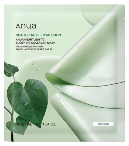 ANUA - Heartleaf 70+ Hyaluron - Soothing Collagen Mask - Maska do twarzy z kolagenem - 38 g
