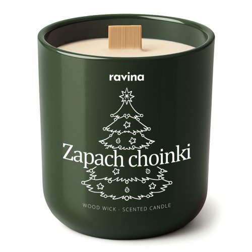 Ravina - Wood Wick - Scented Candle - Sojowa świeca zapachowa - Zapach Choinki - 175 g 