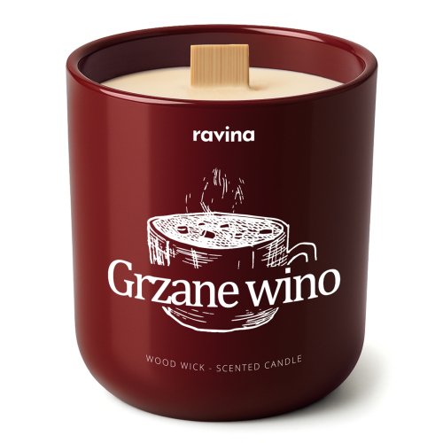 Ravina - Wood Wick - Scented Candle - Sojowa świeca zapachowa - Grzane Wino - 175 g 