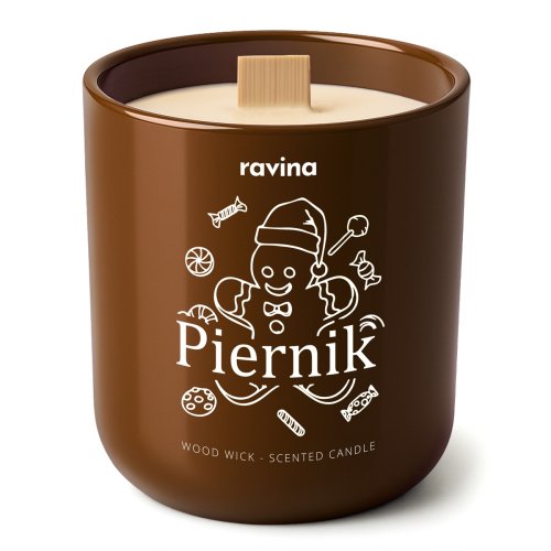 Ravina - Wood Wick - Soy Scented Candle - Gingerbread - 175 g 