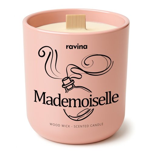 Ravina - Wood Wick - Soy Scented Candle - Mademoiselle - 175 g 