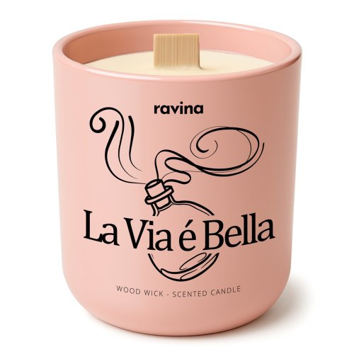 Ravina - Wood Wick - Scented Candle - Sojowa świeca zapachowa - La Via É Bella - 175 g 