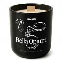 Ravina - Wood Wick - Soy Scented Candle - Bella Opium - 175 g 