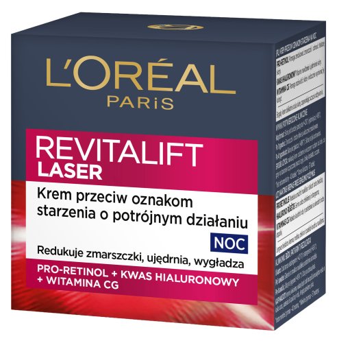 L'Oréal - REVITALIFT LASER - Krem anti-aging o potrójnym działaniu na noc - 50 ml