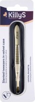 KillyS - Slanted Tweezers in Velvet Case - Skośna pęseta w czarnym welurowym etui