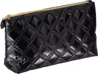 Inter-Vion - Black, simple quilted cosmetic bag - Gold & Black - 418 024