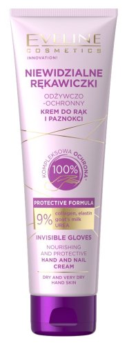 Eveline Cosmetics - INVISIBLE GLOVES - Nourishing and Protective Hand and Nail Cream - Niewidzialne rękawiczki - Odżywczo-ochronny krem do rąk i paznokci - 100 ml
