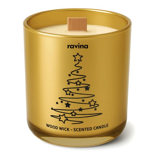 Ravina - Wood Wick - Soy Scented Candle - Gingerbread Christmas Tree - 175 g 