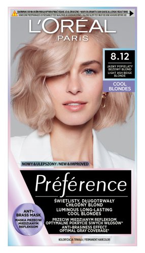 L'Oréal - Préférence - Permanent Haircolor 8.12 Light Ash Beige Blonde - Farba do włosów - Trwała koloryzacja - Jasny Popielaty Beżowy Blond