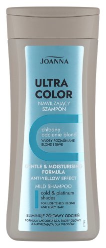 Joanna - Ultra Color - Mild Shampoo - Niebieski szampon nawilżający do włosów blond, rozjaśnionych i siwych - Neutralizuje żółte tony - 200 ml