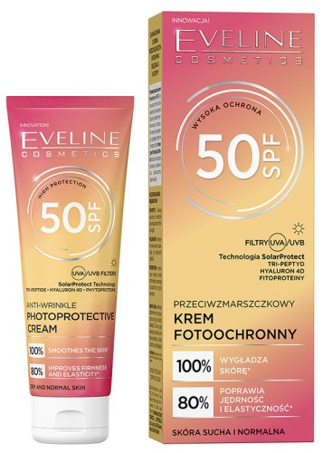Eveline Cosmetics - Anti-Wrinkle Photoprotective Cream - Fotoochronny krem przeciwzmarszczkowy do twarzy SPF50 - 30 ml