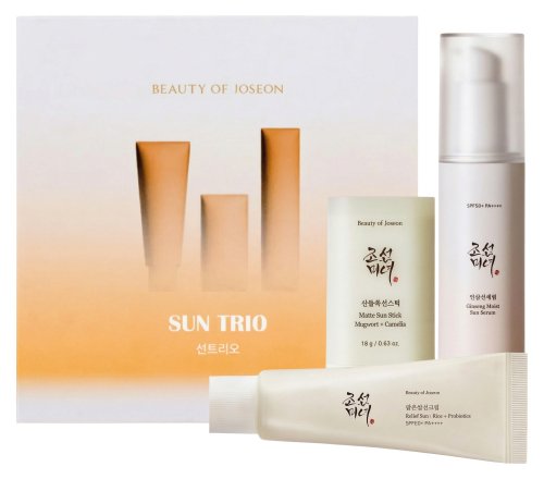 Beauty of Joseon - Sun Trio - Zestaw 3 kosmetyków do twarzy z ochroną UV - Relief Sun 50 ml + Matte Sun Stick 18g + Ginseng Moist Sun Serum 50 ml