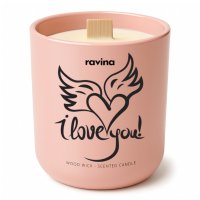 Ravina - Wood Wick - Scented Candle - Sojowa świeca zapachowa - I Love You - Skrzydła - 175 g