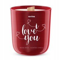 Ravina - Wood Wick - Scented Candle - Sojowa świeca zapachowa - I Love You - Serca - 175 g